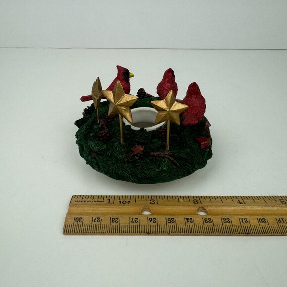 Old Virginia Candle Company Cardinal Birds Gold Stars Candle Capper w Orig Box - Picture 13 of 15